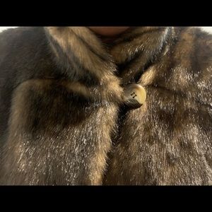 Faux Fur Coat Swing Style Cape Button Front Women's Plus Size Dark Brown/Golden